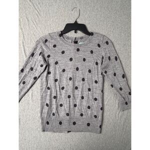 Boden 100% Wool Sweater US 6 Gray Polka Dot Crew Neck Long Sleeve Old Money
